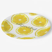 イエローフレッシュレモンスライスカスタム文字 ペーパープレート (アングル)