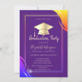 イエローフレームグラッドキャップバイオレット卒業 招待状 (正面)