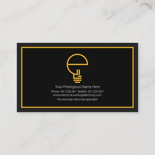 イエローフレームスタイリッシュレターEバルブ電気技師 名刺 (裏面)