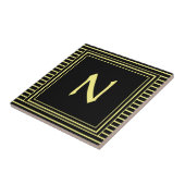 イエローフレームモノグラム文字Nストライプ文字 タイル (側面)