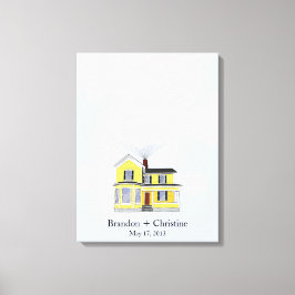 イエローフローティングホーム指紋認証ゲストブック キャンバスプリント