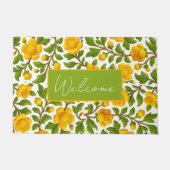 イエローフローラウェルカムデザイン ドアマット (正面)