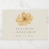 イエローフローラウォーターカラー結婚ボホのカスタムミニ スパークリングワインラベル (シングルラベル)