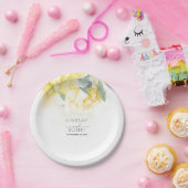 イエローフローラウォーター結婚カラーの紙プレート ペーパープレート (パーティー)