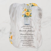 イエローフローラウッドメイソンジャー結婚ズ 招待状 (正面/裏面)