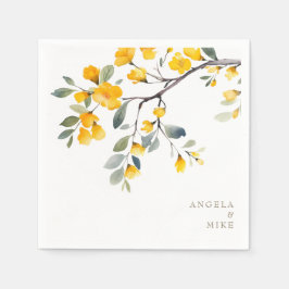 イエローフローラカスタム金ゴールド文字カクテル スタンダードカクテルナプキン