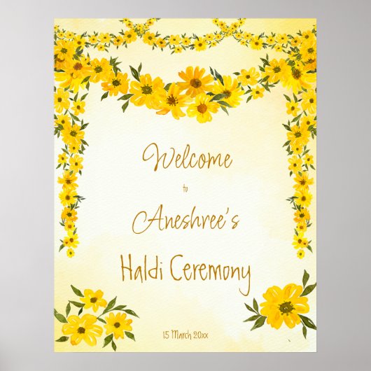 イエローフローラガーラン結婚ズインディアンのハルディwelcom ポスター (正面)