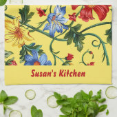 イエローフローラキッチンタオル キッチンタオル (折り畳み)