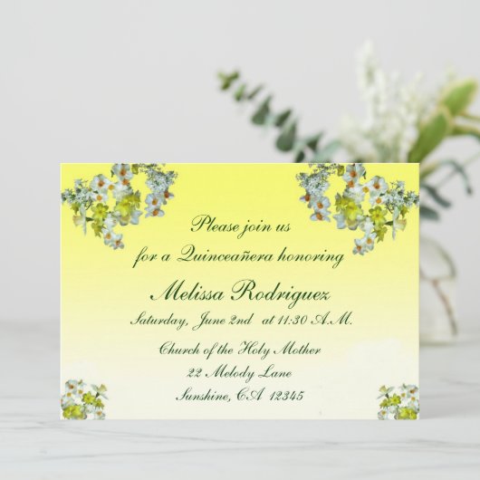 イエローフローラキンセアニラ招待状 招待状 (スタンド正面)