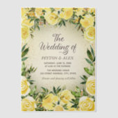 イエローフローラグリーン金ゴールドグリッターベラム結婚ズ ベラム紙招待状 (正面)