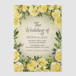 イエローフローラグリーン金ゴールドグリッターベラム結婚ズ ベラム紙招待状