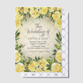 イエローフローラグリーン金ゴールドグリッターベラム結婚ズ ベラム紙招待状 (オフセット (招待状))