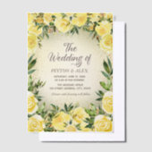 イエローフローラグリーン金ゴールドグリッターベラム結婚ズ ベラム紙招待状 (オフセット)