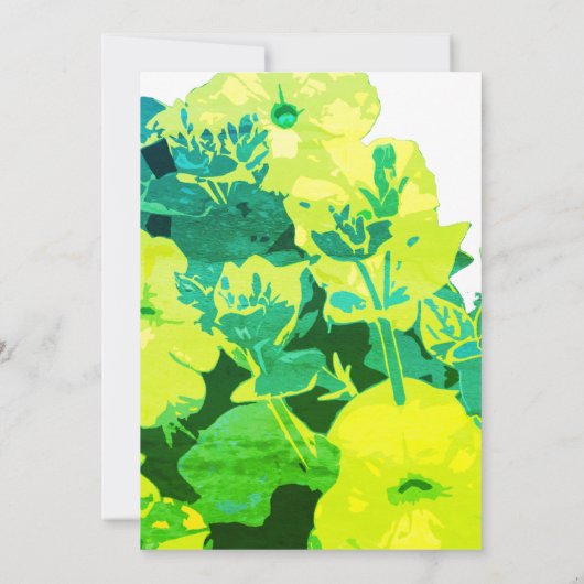 イエローフローラグリー葉ンブルーアートボホ結婚ーズ 招待状 (裏面)