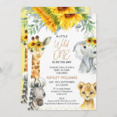 イエローフローラサファリワイルドワンベビーシャワー 招待状 (正面/裏面)