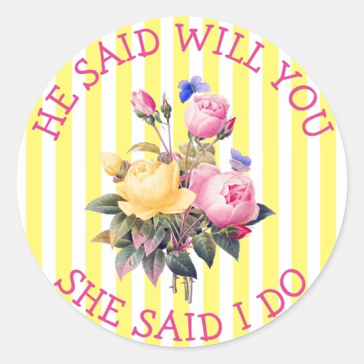 イエローフローラシック結婚式招待状シール ラウンドシール (正面)