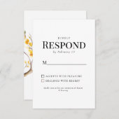 イエローフローラシンプルウェディングRSVP 出欠カード (正面/裏面)