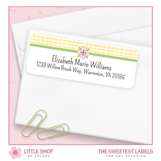 イエローフローラジンガム差出人住所 ラベル