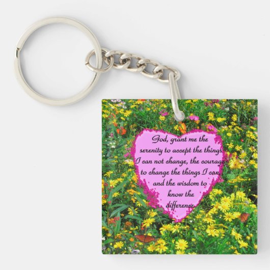 イエローフローラセレニティ祈りの言葉写真 キーホルダー (正面)