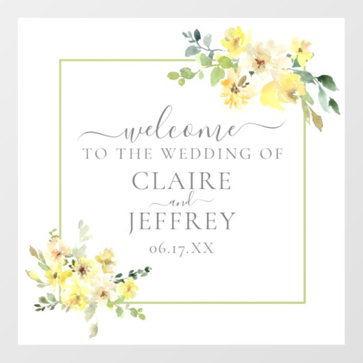 イエローフローラセージ緑結婚の夏の歓迎 ウィンドウサイン (シート)