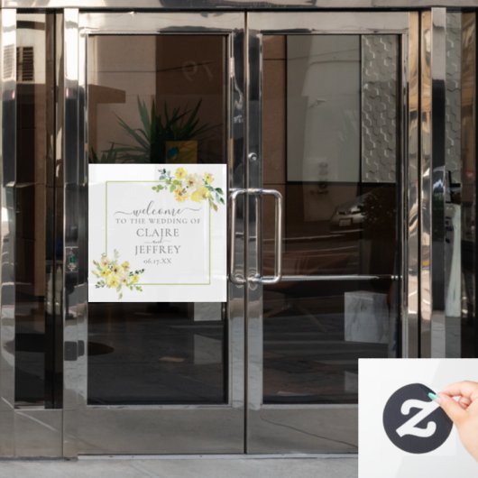 イエローフローラセージ緑結婚の夏の歓迎 ウィンドウサイン (オフィスドア)