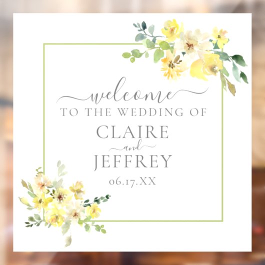 イエローフローラセージ緑結婚の夏の歓迎 ウィンドウサイン (シート2)