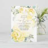イエローフローラソフトグリーン誕生日招待状 招待状 (スタンド正面)