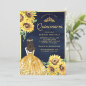 イエローフローラドレスサンフラワーズネイビーキンセアニェラ 招待状 (スタンド正面)