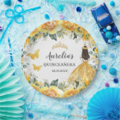 イエローフローラバターフライズプリンセスキンセアニェラ  ペーパープレート (パーティー)