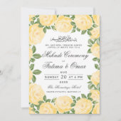 イエローフローラフレームイスラムヘンナメーンディ式 招待状 (正面)