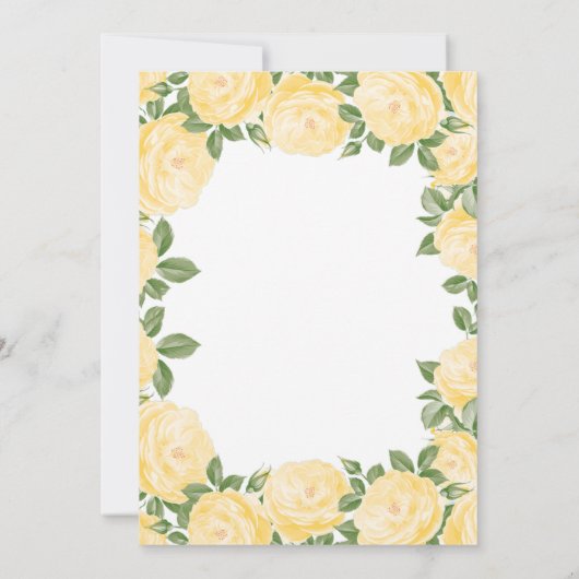 イエローフローラフレームイスラムヘンナメーンディ式 招待状 (裏面)