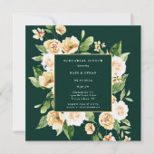 イエローフローラフレームエメラルドリハーサルディナー 招待状 (正面)