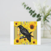 イエローフローラブラッククロウ&サンフラワーアート ポストカード (スタンド正面)