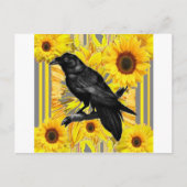 イエローフローラブラッククロウ&サンフラワーアート ポストカード (正面)