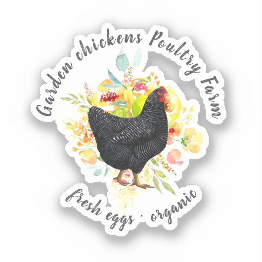イエローフローラブラックチキンファームハウスシール シール (正面)