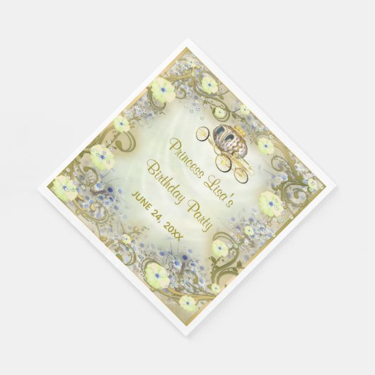 イエローフローラプリンセスエンチャント誕生日 スタンダードランチョンナプキン (角)