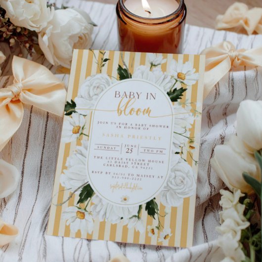 イエローフローラベビーシャワー招待状 招待状