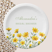 イエローフローラボホシックワイルドフラワーブライダルシャワー ペーパープレート