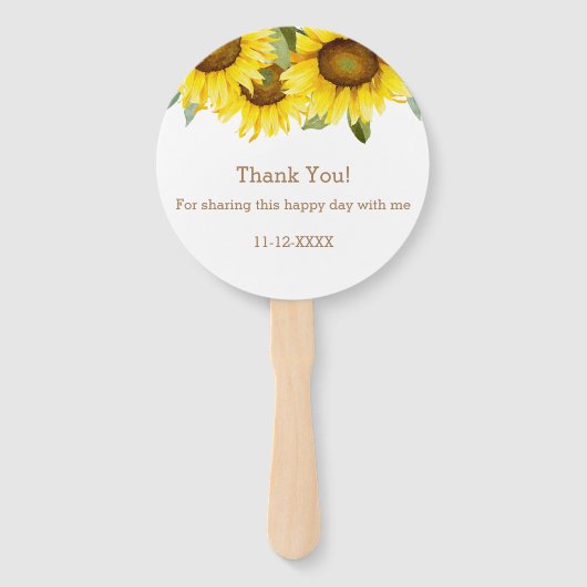 イエローフローラボホヒマワリ赤ちゃんシャワー ハンドファン (裏面)