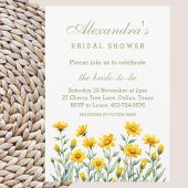 イエローフローラボホ春ワイルドフラワーブライダルシャワー 招待状