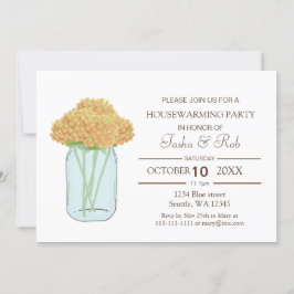 イエローフローラメイスンジャー引っ越し祝いパーティー招待状 招待状