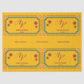 イエローフローラモノグラムイニシャルインディアン結婚ズ 薄葉紙 (正面)