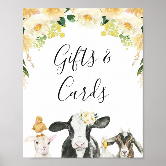 イエローフローラモーイーグファームベイビーシャワーサイン ポスター (正面)