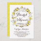 イエローフローラリースブライダルシャワー招待 招待状 (正面/裏面)