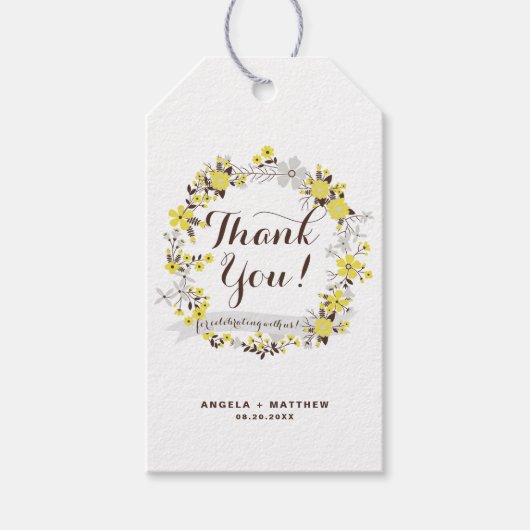 イエローフローラリース結婚ズサンキューギフトラベル ギフトタグ (正面)