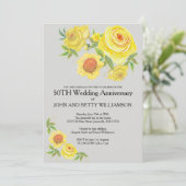イエローフローラルウォーターカラー50周年結婚記念日 招待状 (スタンド正面)