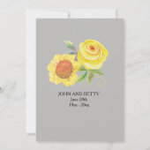 イエローフローラルウォーターカラー50周年結婚記念日 招待状 (裏面)