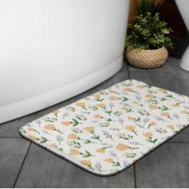 イエローフローラルスカンジナビアン バスマット