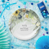 イエローフローラルドリームガーデンウェディング ペーパープレート (パーティー)