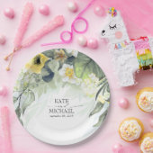 イエローフローラルドリームガーデンウェディング ペーパープレート (パーティー)